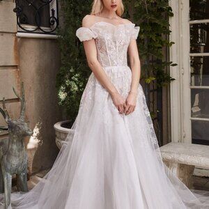 OFF SHOULDER EVENING BRIDAL WEDDING A-LINE PARTY PROM ELOIS GARDEN GOWN AL 1090